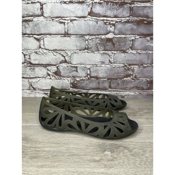 Crocs Isabella Black Jelly Ballet Peep Toe Cut Out Sandals Women Sz 10M US/41EU - Picture 5 of 16